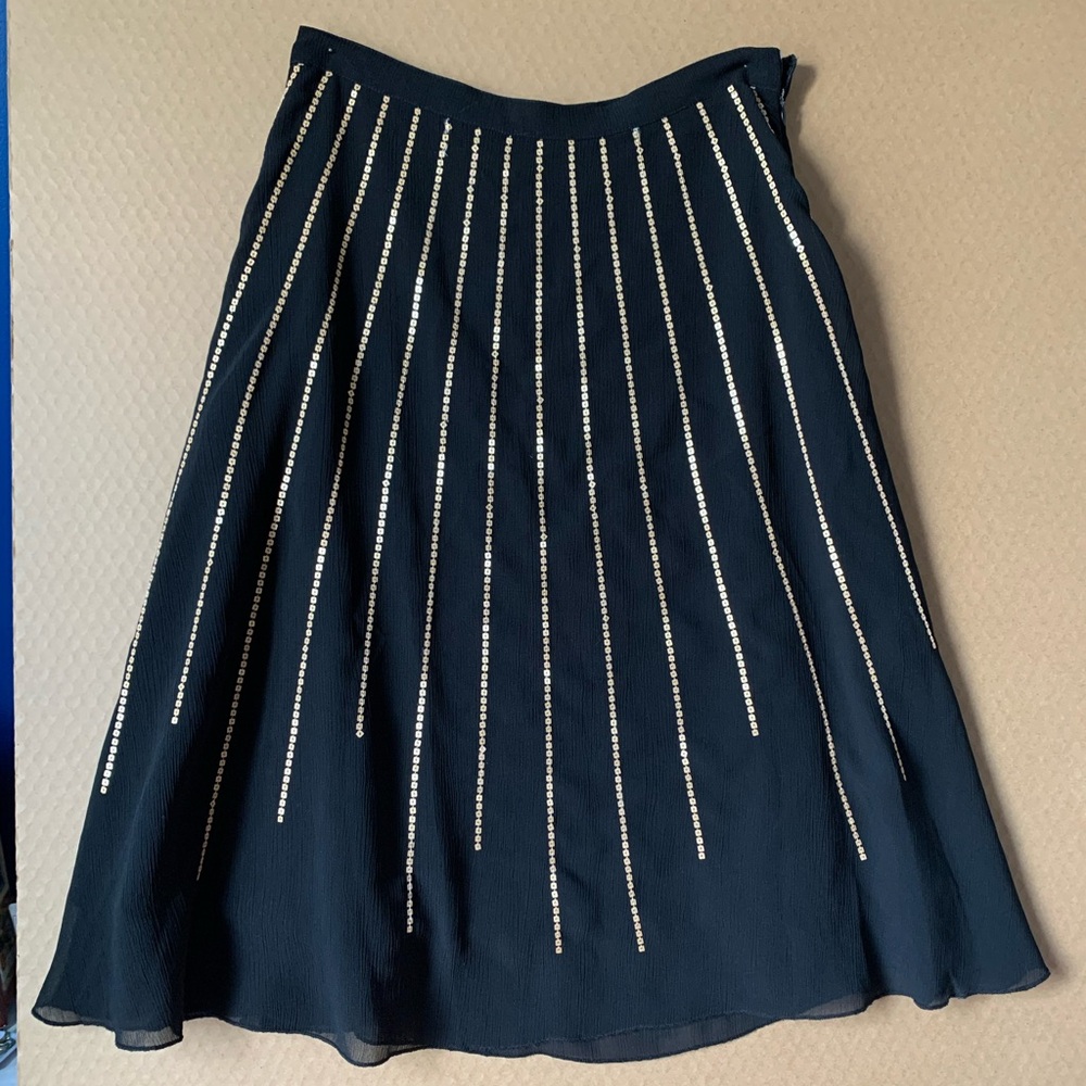 Apostrophe Black A-Line Skirt with Silver Stripes